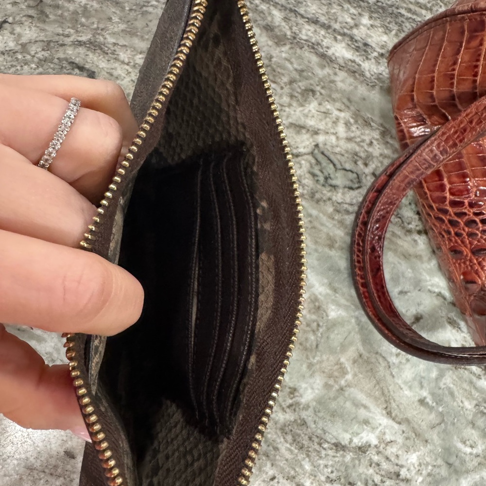 MICHAEL Michael Kors Brown and Gold Zip Card Case Wristlet